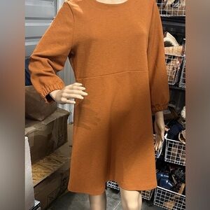 Free Assembly burnt orange longsleeve slip on round neck Mini Dress size m